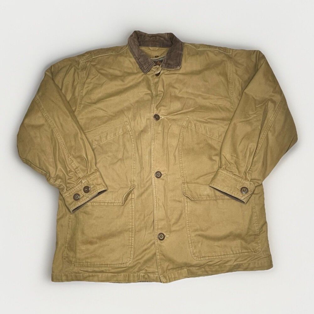 Vintage Eddie Bauer Chore Barn Coat Goose Down Liner Men’s Sz  L Corduroy Collar